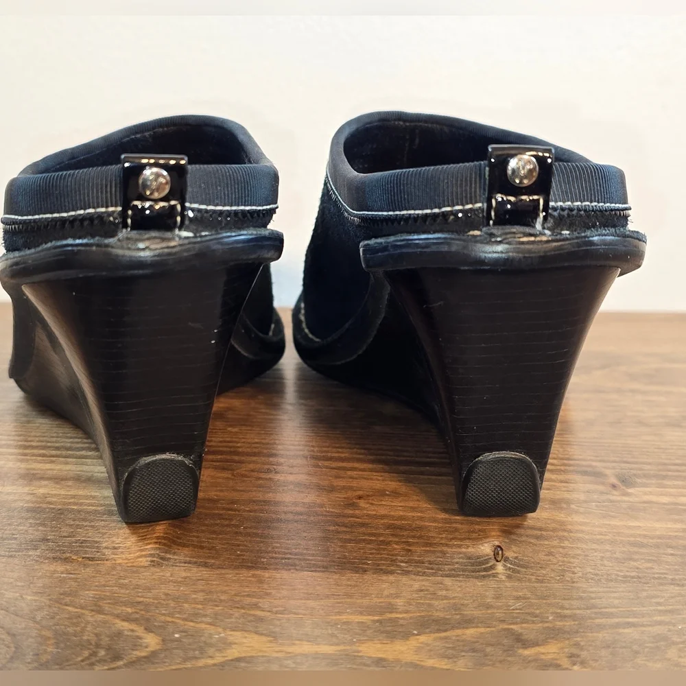 Cole Haan Jaynie Black Suede Wedge Mules Women's Size 6.5B